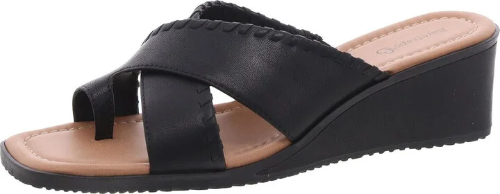Paige Womens Criss-Cross Faux Leather Slide Sandals