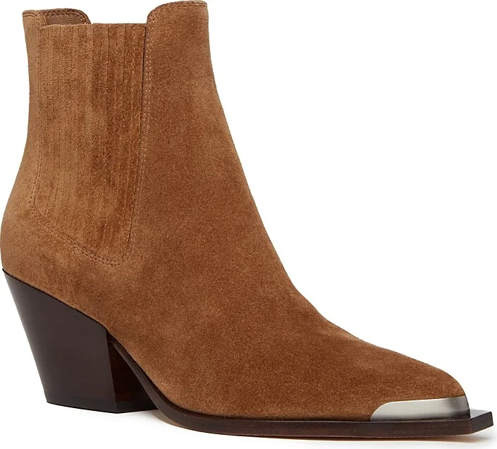 Paige Women's Lyra Pointed Toe Stretch Block Heel Ankle Boots
