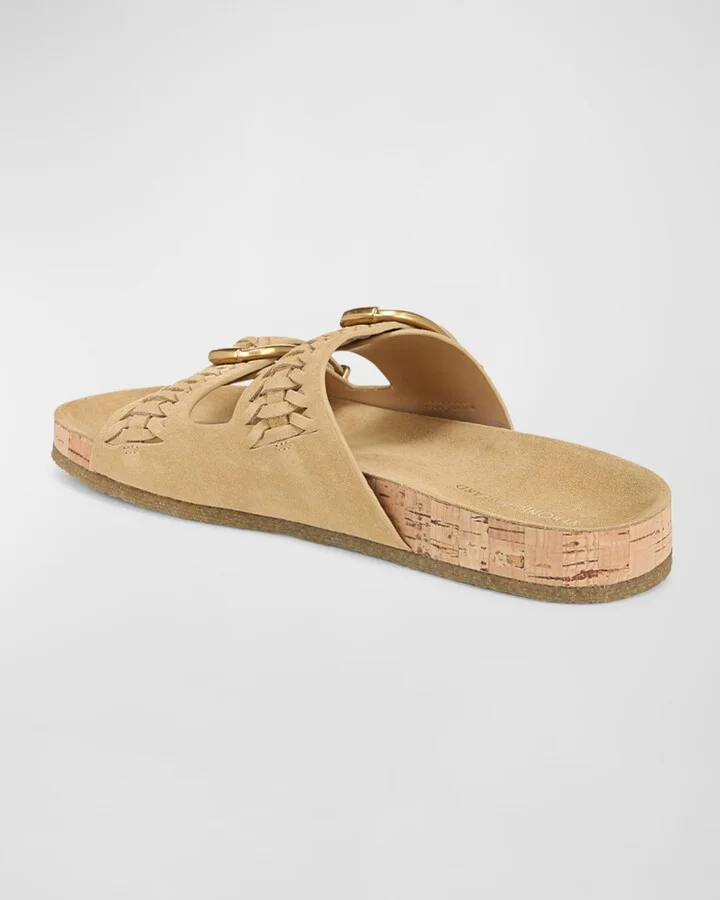 Paige Woven Suede Dual-Buckle Slide Sandals - Image 5