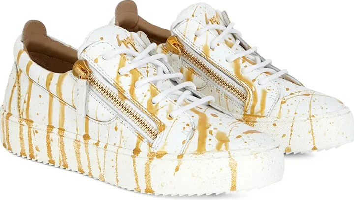 Paint-Splatter Leather Sneakers - Image 2