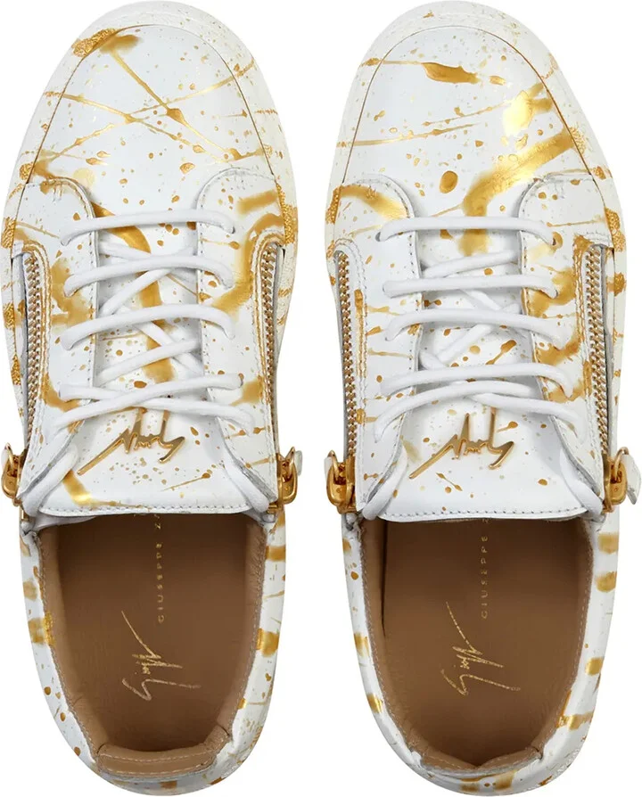 Paint-Splatter Leather Sneakers - Image 4