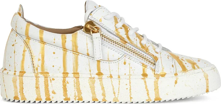 Paint-Splatter Leather Sneakers