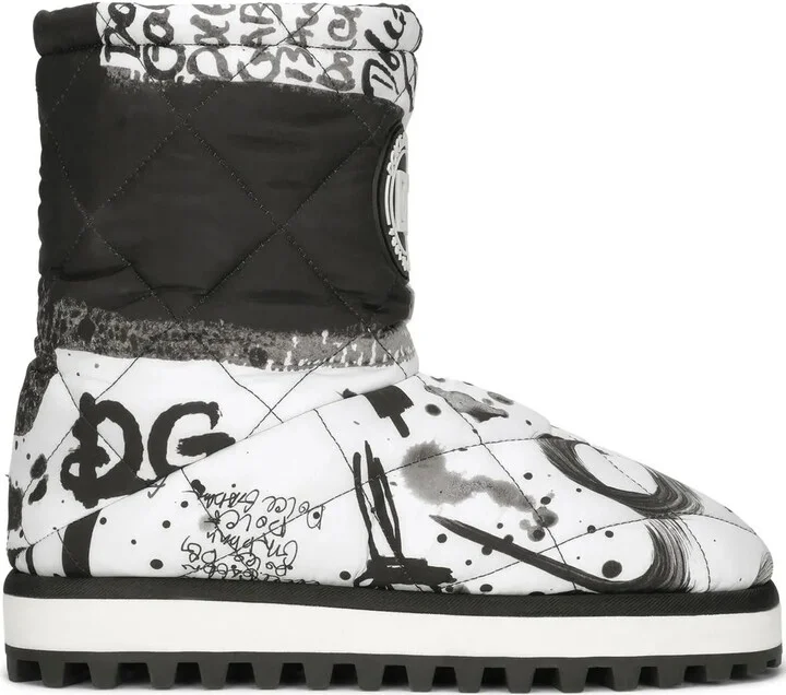 Paint Splatter-Print Padded Boots