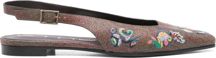 Paisley-Embroidered Ballet Flats
