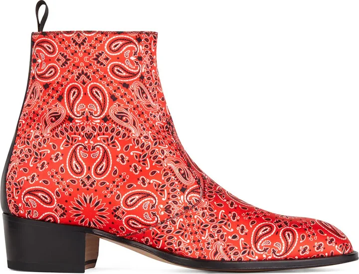 Paisley-Print Ankle Boots