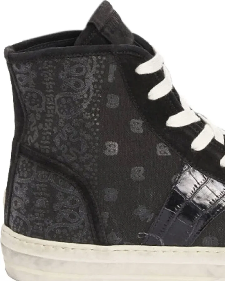 Paisley-Print Crocodile-Trimmed Sneakers - Image 2