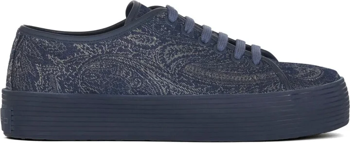 Paisley-Print Denim Sneakers