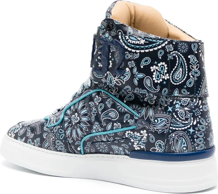 Paisley-Print Hi-Top Sneakers - Image 3