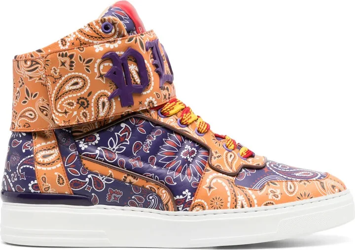 Paisley-Print Hi-Top Sneakers