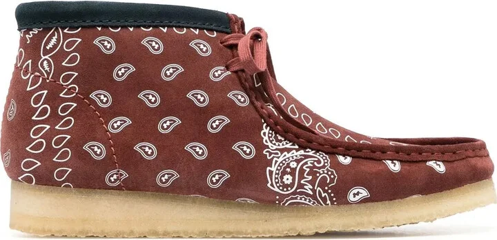 Paisley-Print Lace-Up Boots