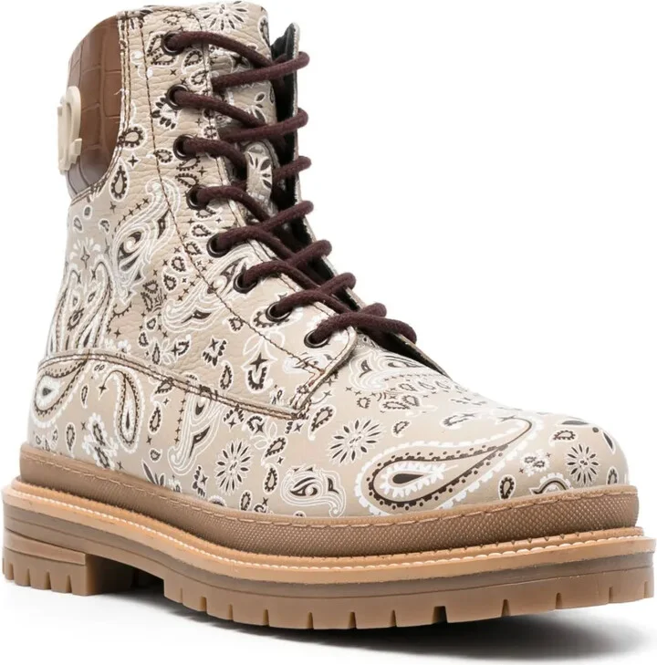 Paisley-Print Leather Ankle Boots - Image 2