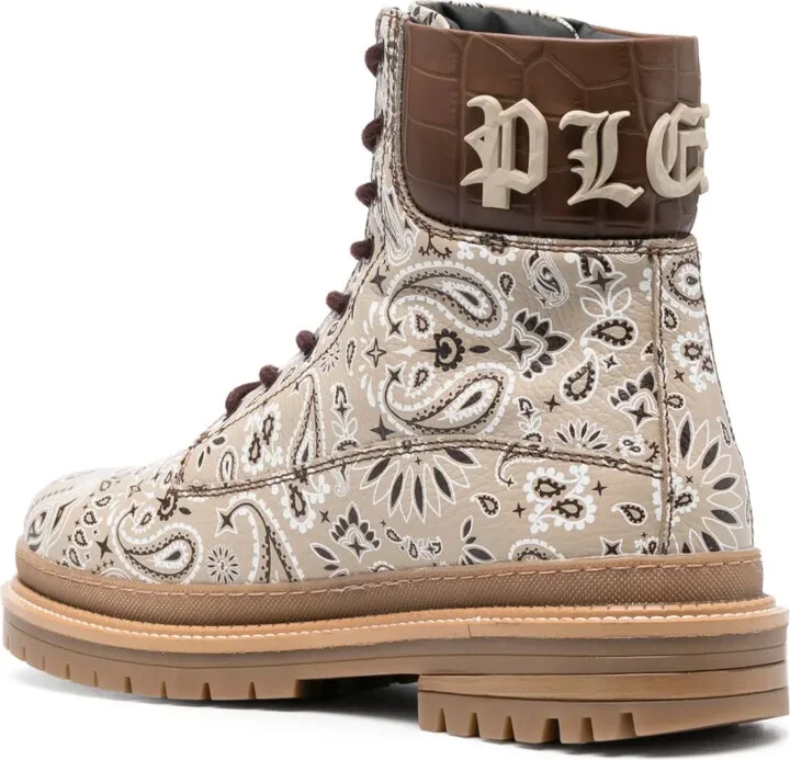 Paisley-Print Leather Ankle Boots - Image 3