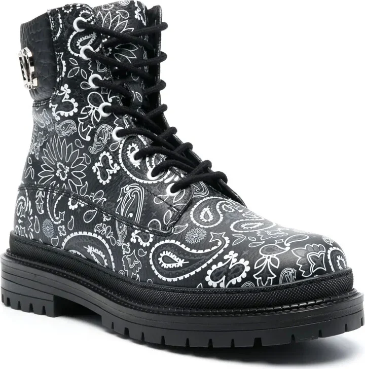 Paisley-Print Leather Ankle Boots - Image 2