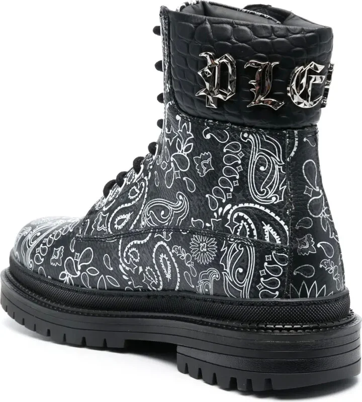 Paisley-Print Leather Ankle Boots - Image 3