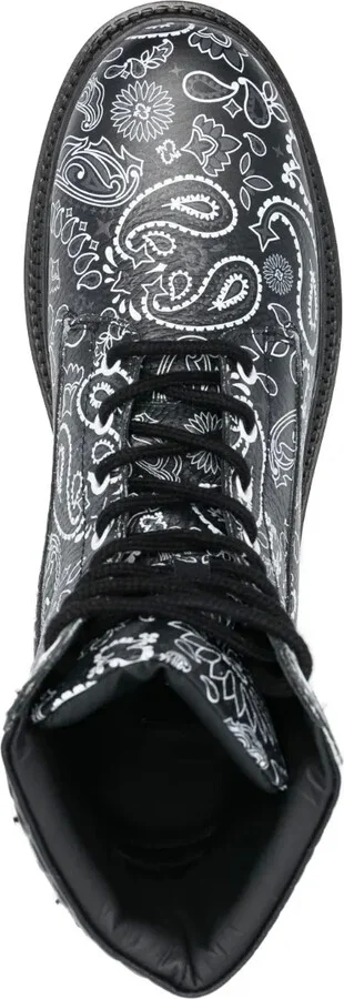 Paisley-Print Leather Ankle Boots - Image 4
