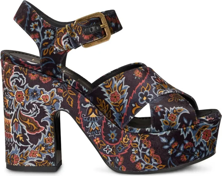 Paisley-Print Leather Sandals
