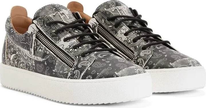 Paisley-Print Leather Sneakers - Image 2