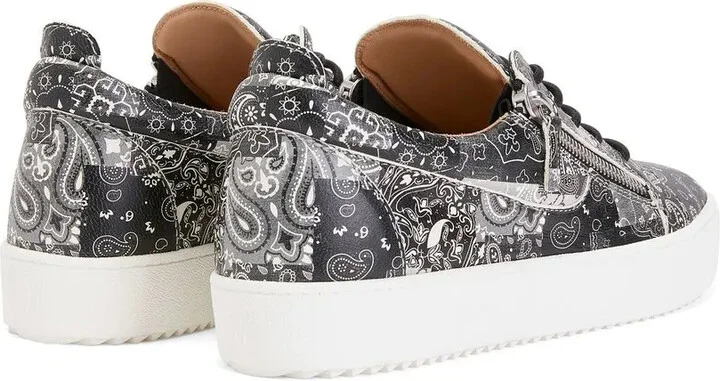 Paisley-Print Leather Sneakers - Image 3