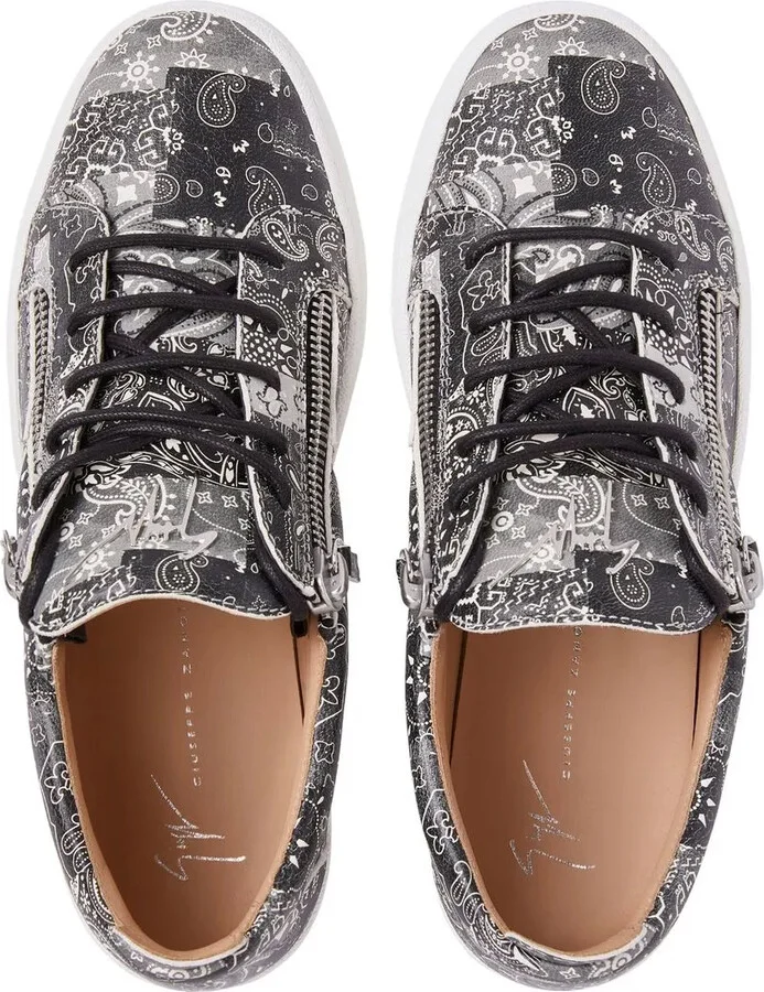 Paisley-Print Leather Sneakers - Image 4