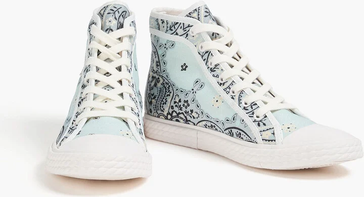 Paisley-print linen-canvas high-top sneakers - Image 2