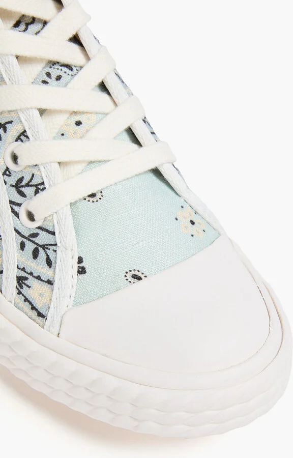 Paisley-print linen-canvas high-top sneakers - Image 4