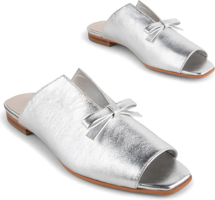 Palace Square Toe Flat-Silver
