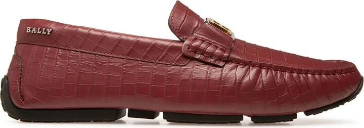 Palan 6300826 Men's Heritage Red Calf Embossed Leather Loafers