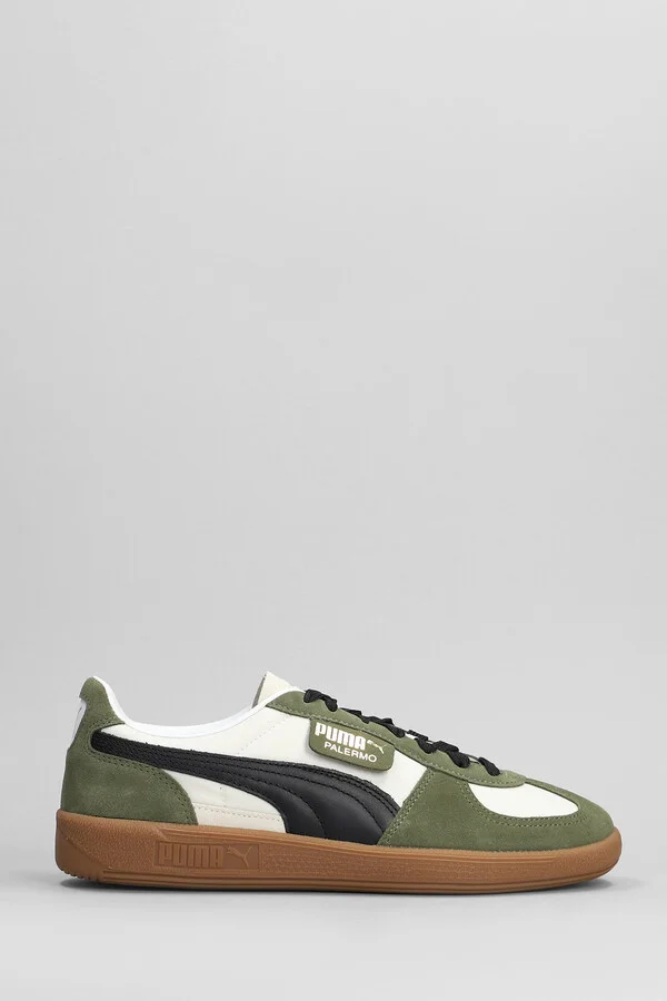 Palermo Og Sneakers In Green Suede And Fabric