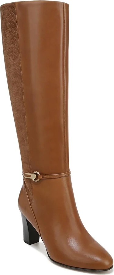 Palermo Womens Leather Block Heel Knee-High Boots