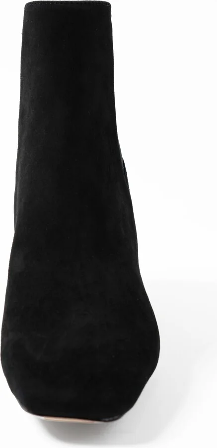 Paley Black Suede Work Evening Chunky Rhinestone Block Heel Ankle Boot - Image 8