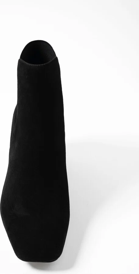 Paley Black Suede Work Evening Chunky Rhinestone Block Heel Ankle Boot - Image 9