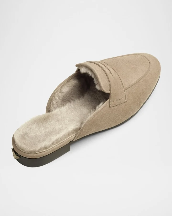 Palissandro Suede Shearling-Lined Penny Slippers - Image 6