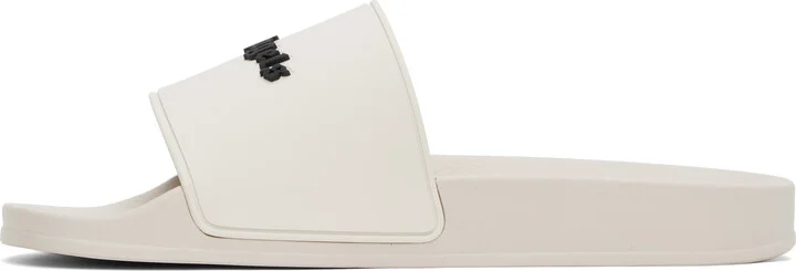 Palm Angels Beige Logo Pool Slides - Image 3