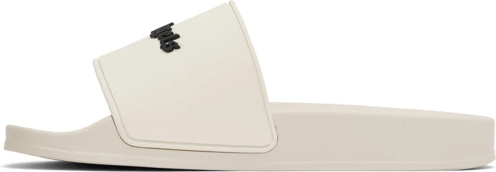 Palm Angels Beige New Logo Pool Slides - Image 3