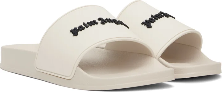 Palm Angels Beige New Logo Pool Slides - Image 4