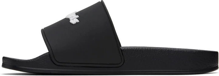 Palm Angels Black Classic Logo Pool Slides - Image 3