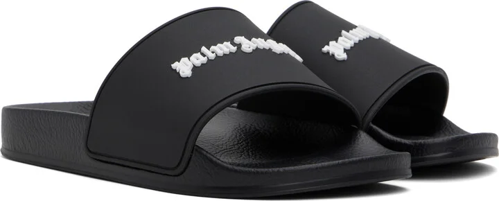 Palm Angels Black Classic Logo Pool Slides - Image 4