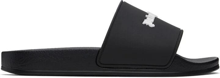 Palm Angels Black Classic Logo Pool Slides