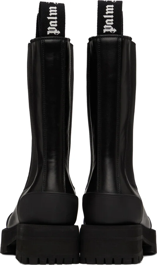 Palm Angels Black Leather Combat Boots - Image 2