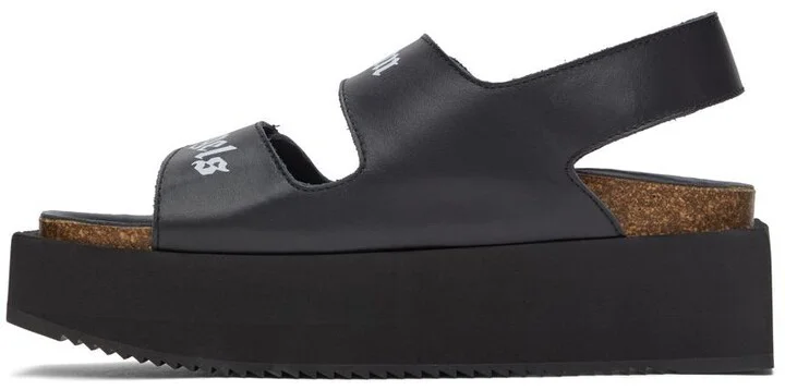 Palm Angels Black Leather Sandals - Image 3