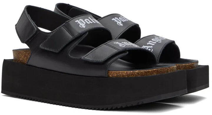 Palm Angels Black Leather Sandals - Image 4
