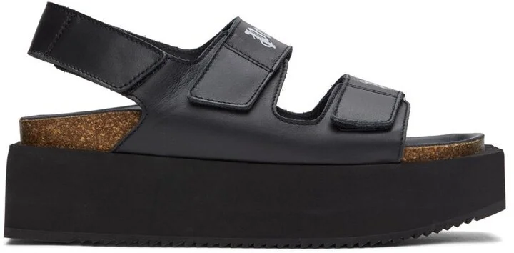Palm Angels Black Leather Sandals