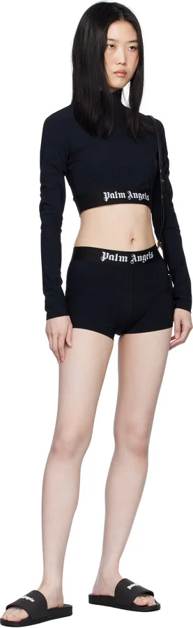 Palm Angels Black Logo Pool Slides - Image 5
