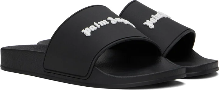Palm Angels Black Logo Pool Slides - Image 4