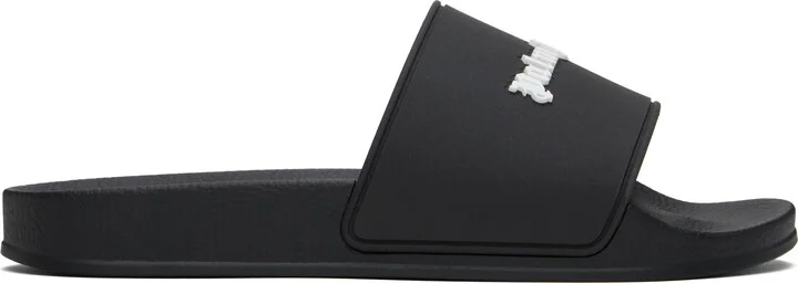 Palm Angels Black Logo Pool Slides