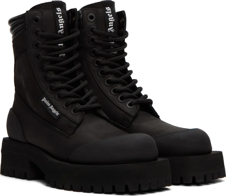Palm Angels Black Stacked Ankle Boots - Image 4