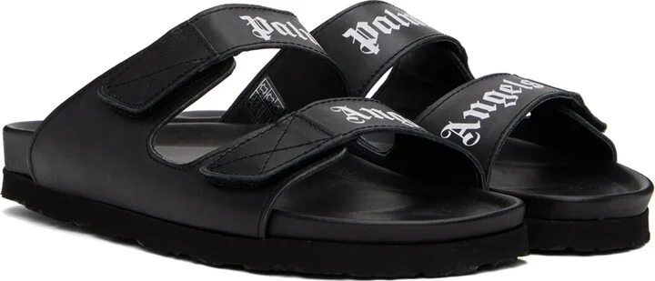 Palm Angels Black Velcro Strap Sandals - Image 4