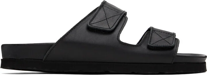 Palm Angels Black Velcro Strap Sandals