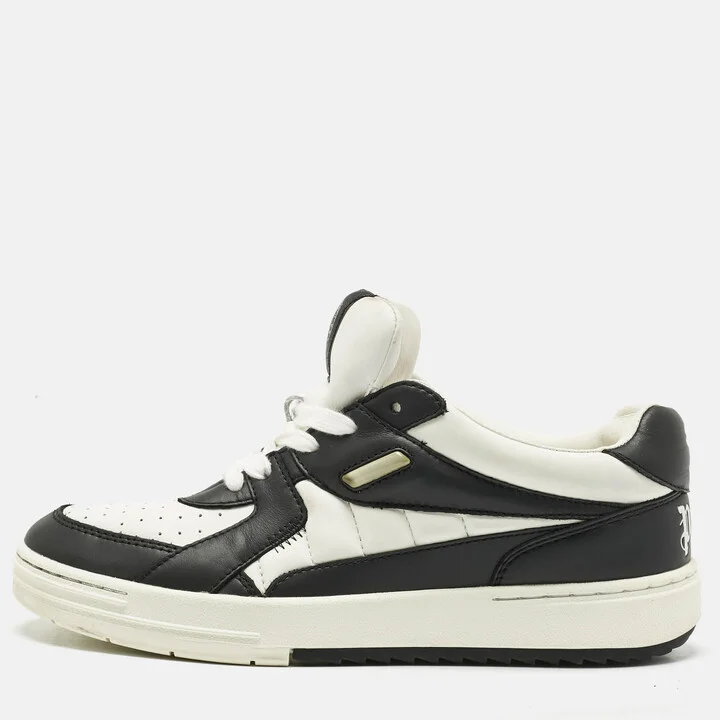Palm Angels Black/White Leather Palm University Sneakers Size 40