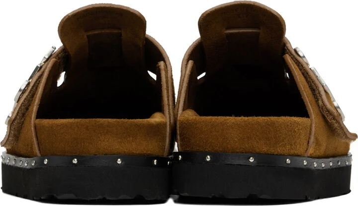 Palm Angels Brown Studded 'PA' Mules - Image 2